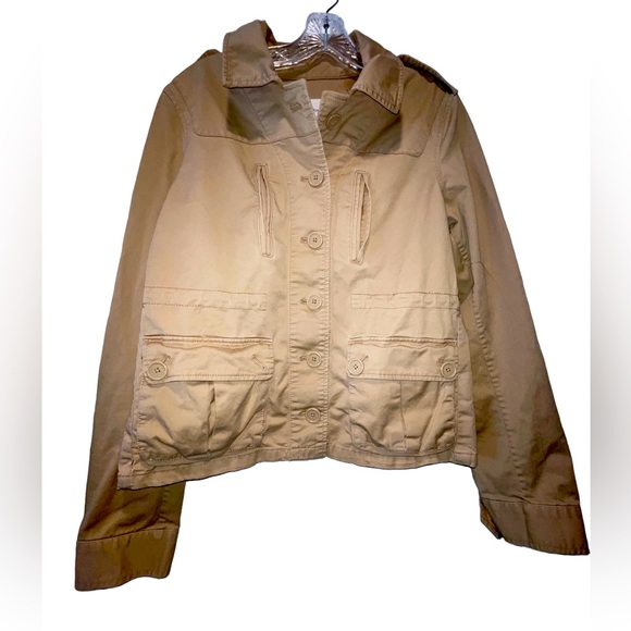 Women’s Calvin Klein Short Cropped Field Jacket Button Front Canvas Size Medium - Picture 2 of 12